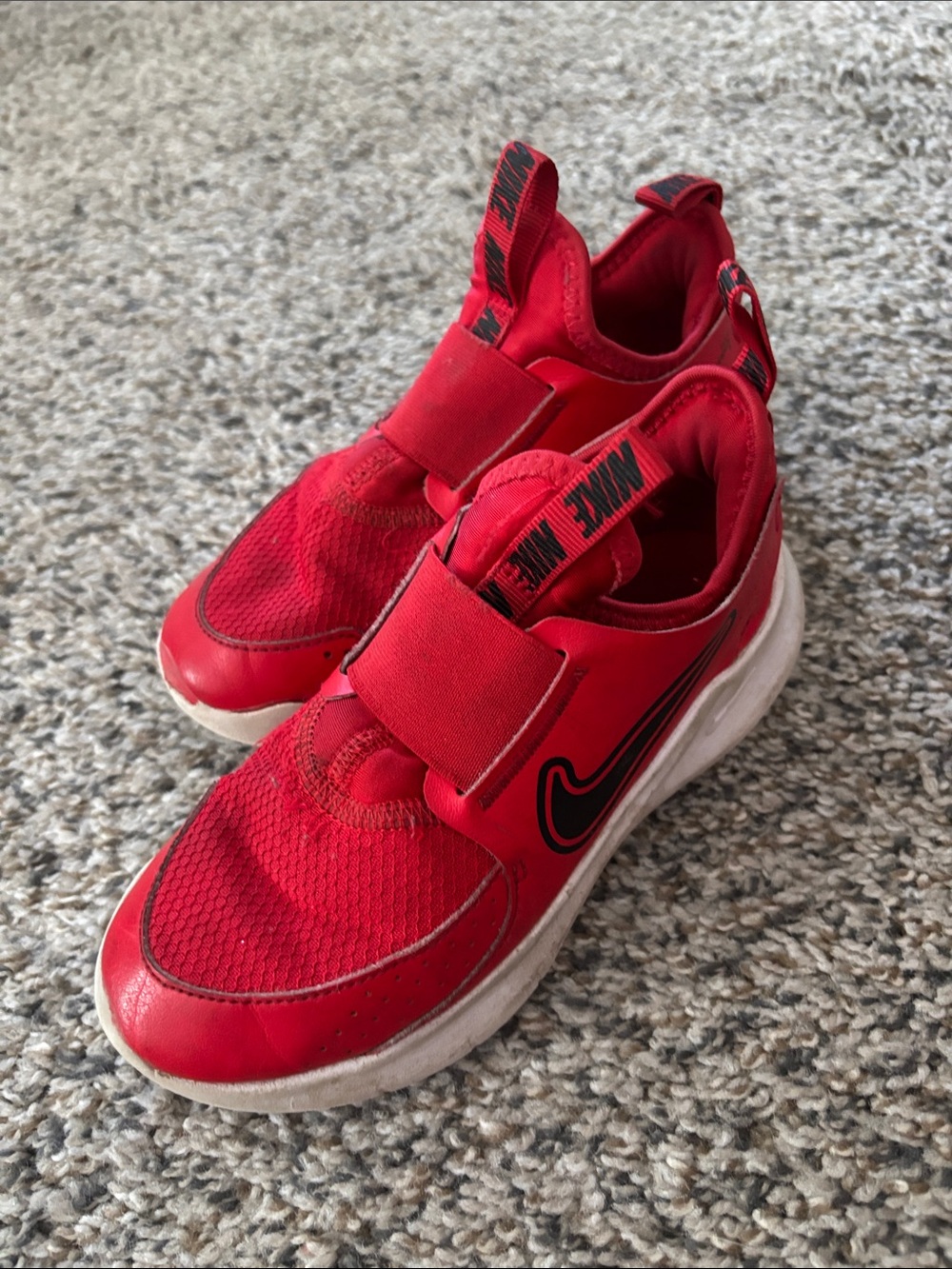 Nike Kids Red Slip-On Sneakers with Black Accents